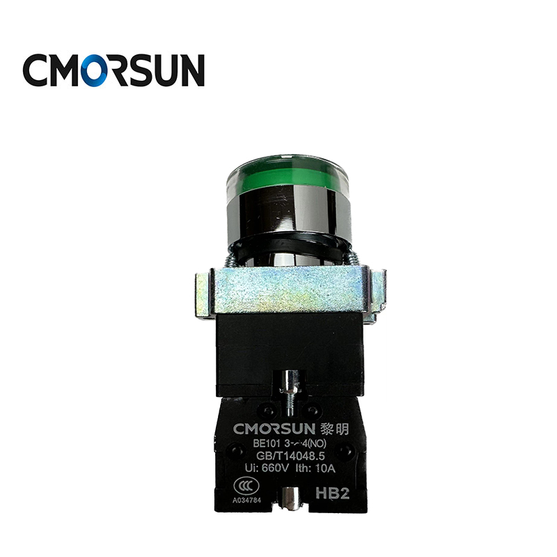 CMORSUN HB2-BW3361 Illuminated Button Directness with Neon Or LED 6-380V Flat Head Button Self Recovery 22mm Hole Push Button Switch