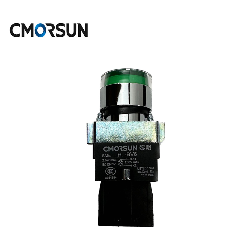 CMORSUN HB2-BW3361 Illuminated Button Directness with Neon Or LED 6-380V Flat Head Button Self Recovery 22mm Hole Push Button Switch