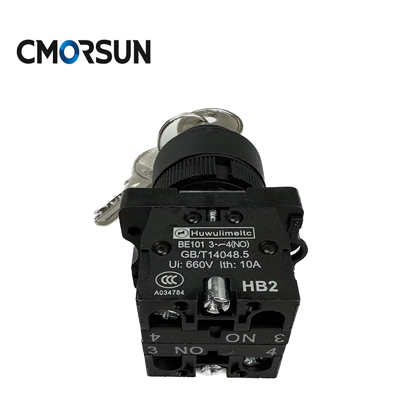 CMORSUN HB2 Key Button Switch 2/3-position Safety Lock Push Button Switch