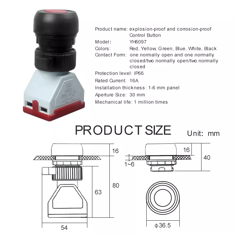 CMORSUN Explosion-proof Push Button Switch Ex 1no 1nc Self-reset